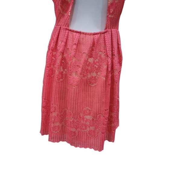 Free People Womens Rocco Lace‎ Open Back Mini Dress Size 10 Pink - Picture 14 of 16